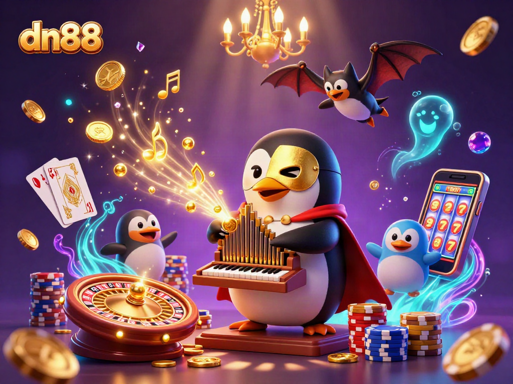 Experience the excitement of dn88 with a vibrant 3D casino illustration featuring dynamic gambling elements.