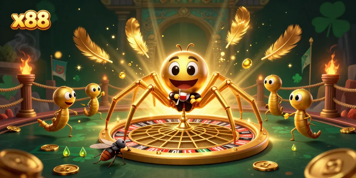 X88 players strategizing bets amid a vibrant, dynamic casino scene with roulette and golden decorations.