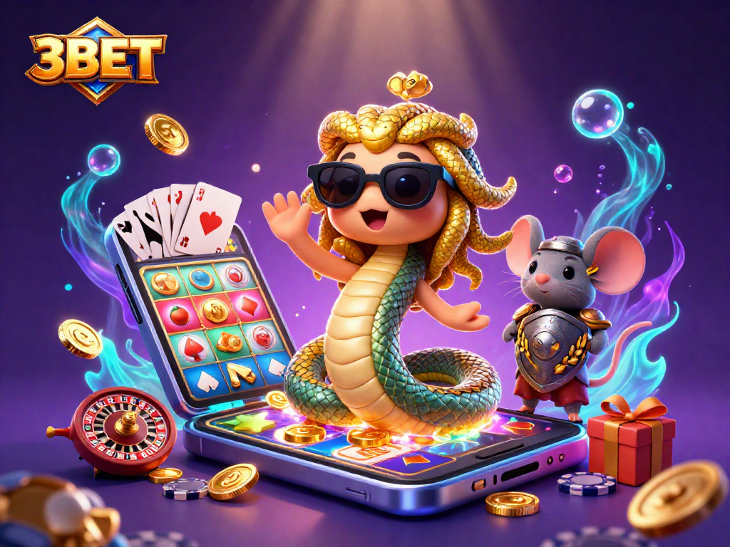 Engage with the exciting world of 3BET slots and jackpots in a vivid illustration.