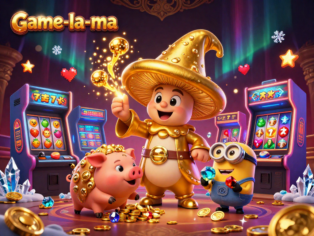 Engage with game-la-ma's immersive slots experience featuring vibrant characters and golden magic.