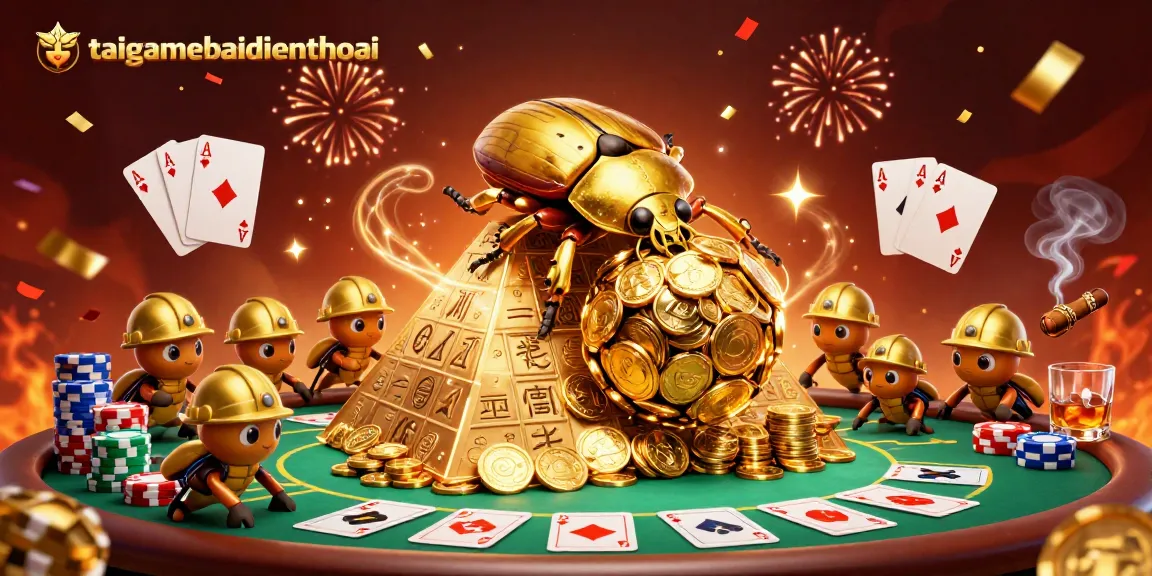 Experience exhilarating action with taigamebaidienthoai’s vibrant golden beetles in a dazzling casino scene.
