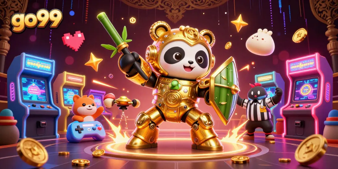 Experience thrilling gaming with go99's dazzling 3D illustration of arcade excitement.