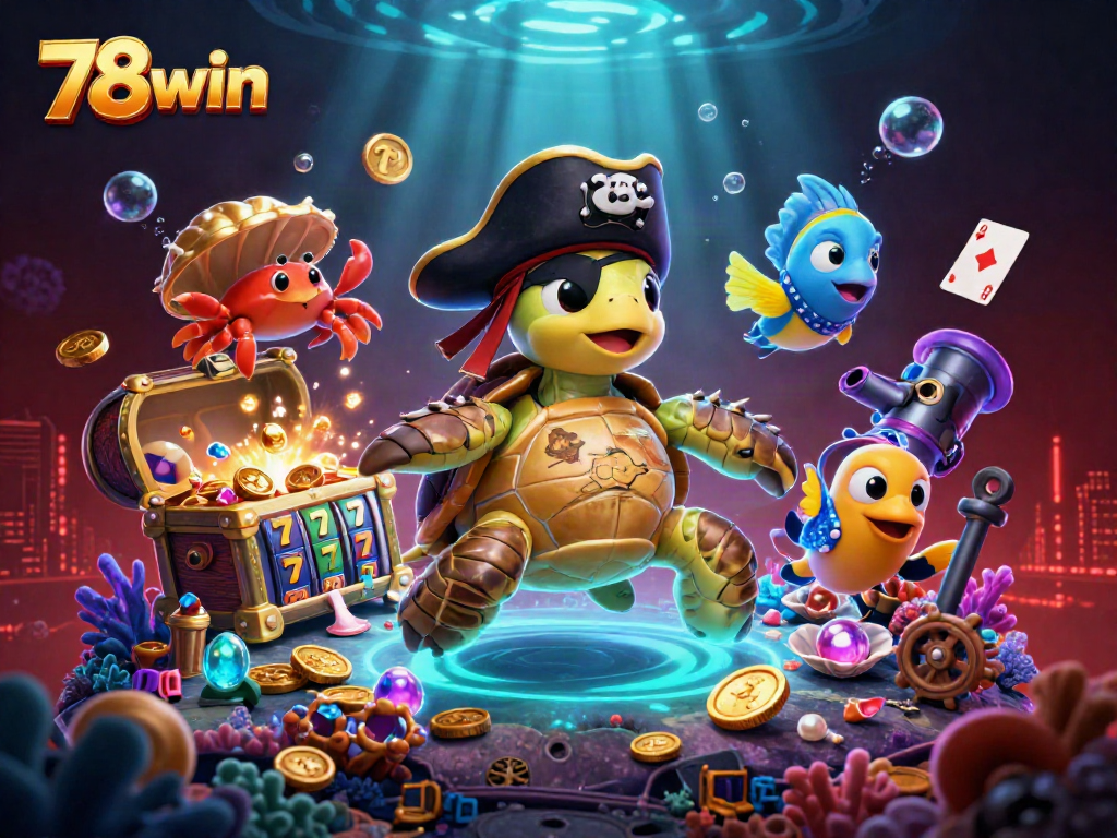 Experience thrilling gaming adventures with 78win's captivating underwater casino illustration.