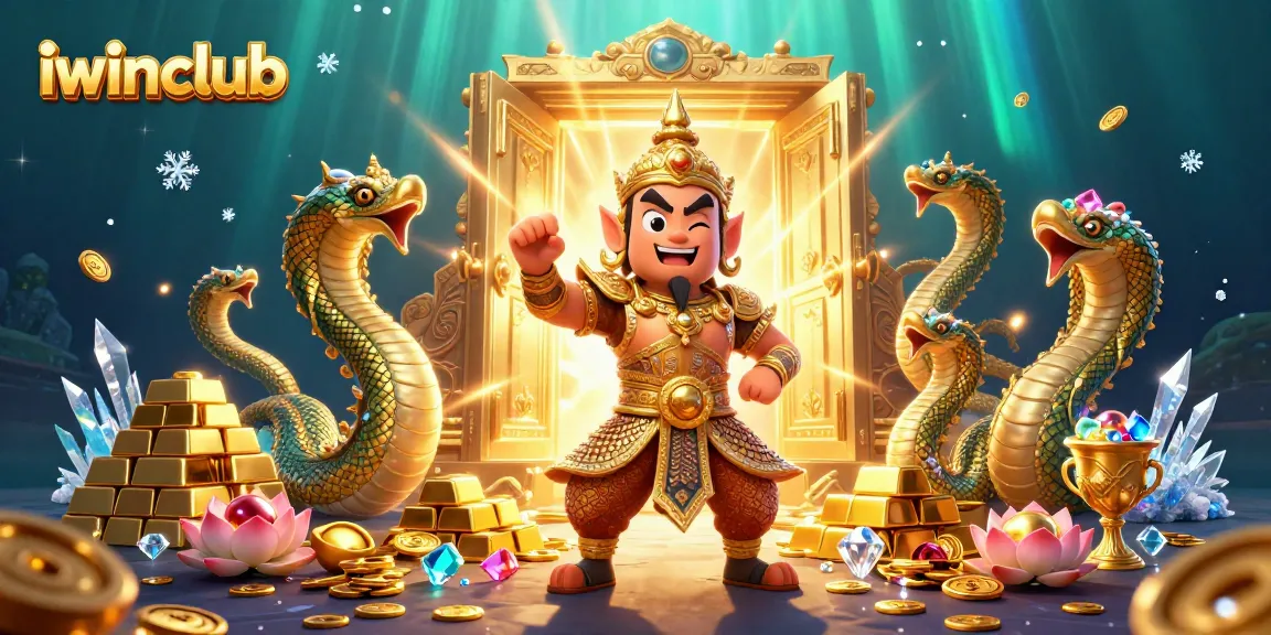 Experience epic gaming adventures at iwinclub with 3D Thai guardian and treasures.