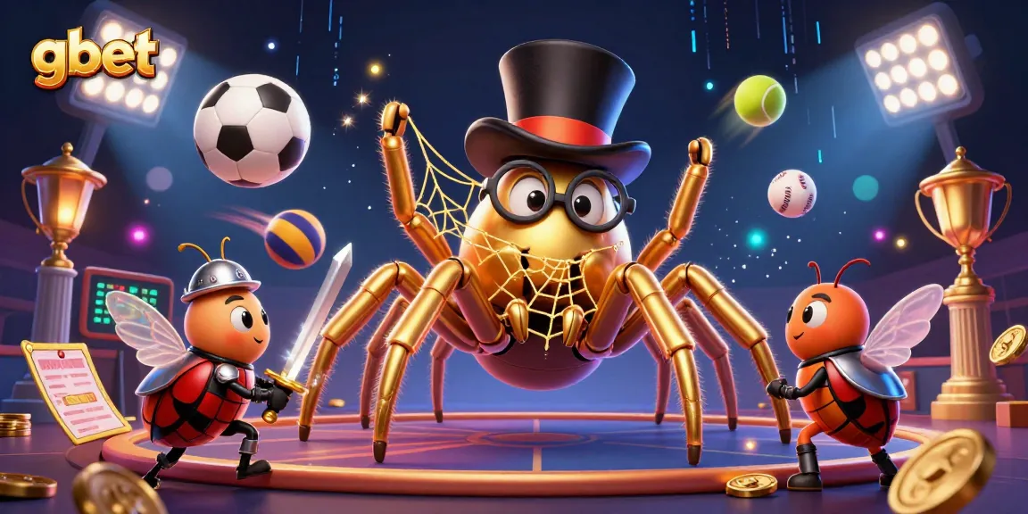 gbet offers dynamic sports betting experiences with a vibrant 3D illustration showcasing a golden tarantula and knight.