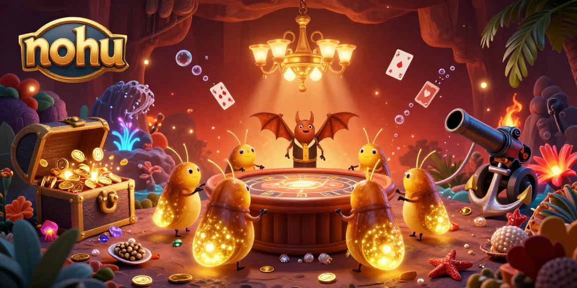 Experience the thrill of nohu with a vibrant underground casino scene featuring glowing characters and rich game elements.