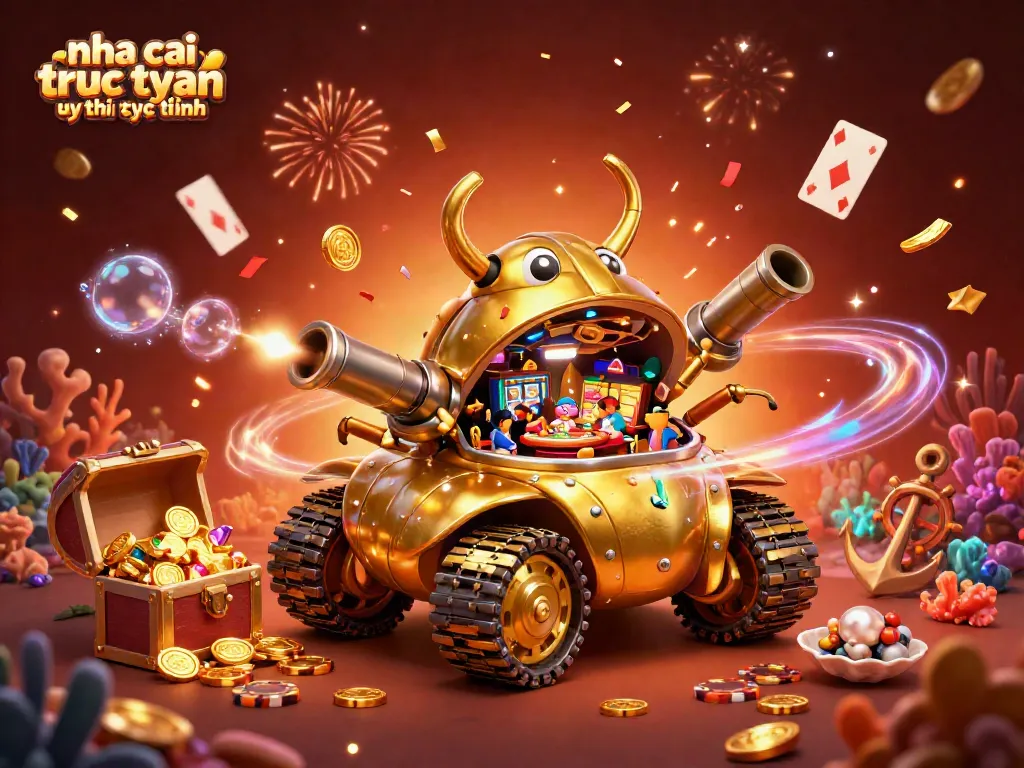 Experience the thrill of nha cai truc tuyen uy tin trực tuyến with a lively casino scene in a golden beetle tank.