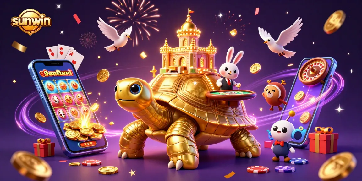 sunwin's exciting gamble with a golden tortoise casino, rabbit dealer, and vibrant slots