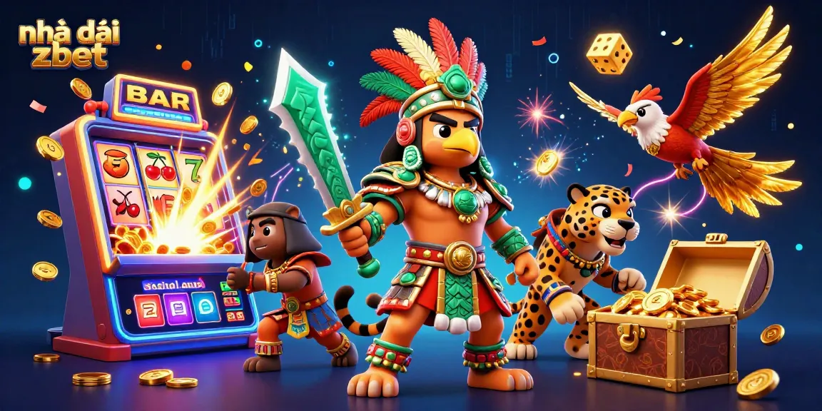 Enhance your gaming experience with Nhà cái zbet's vibrant 3D casino illustration featuring dynamic game elements.