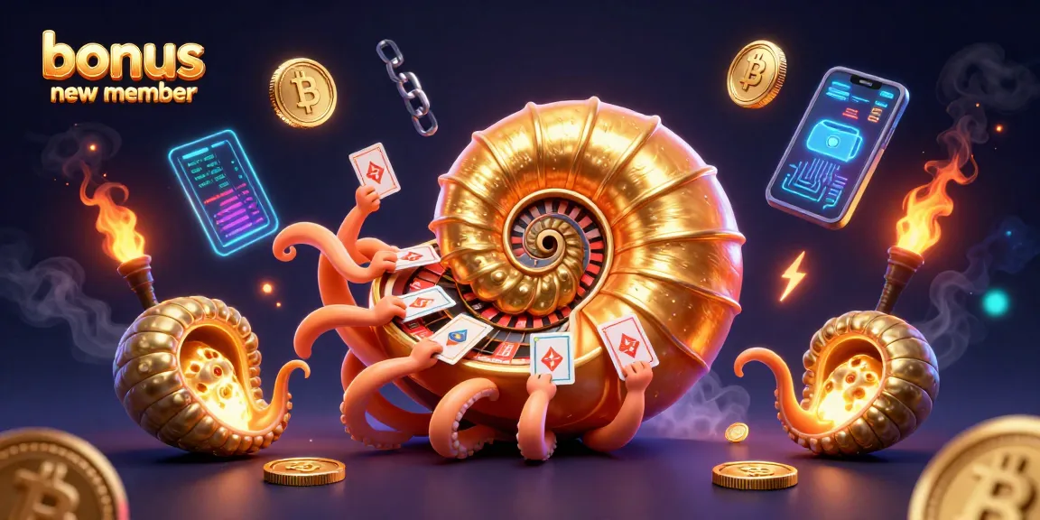 Play and win with the bonus new member offer, surrounded by animated casino elements.