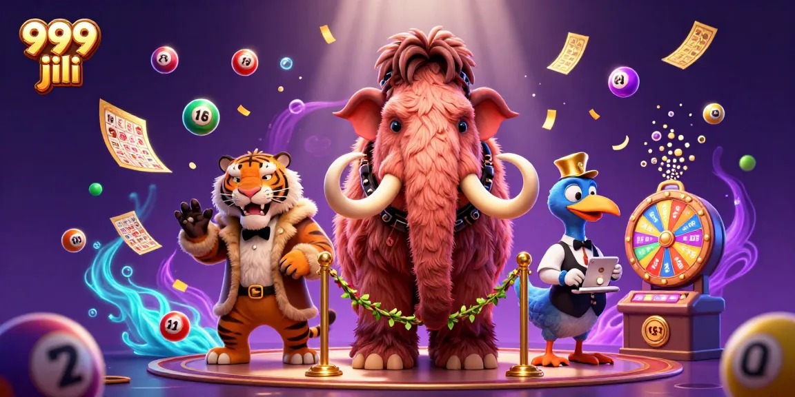 Engage with the thrilling 999 jili experience, featuring vibrant casino characters and dynamic lottery elements.
