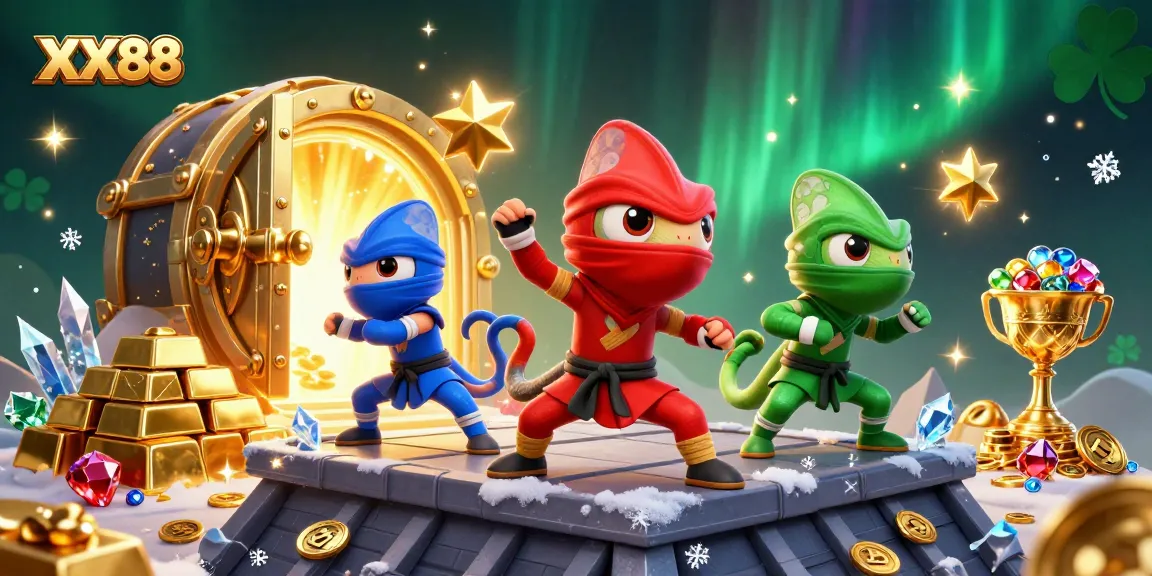 Engage with the exciting world of XX88 as ninja chameleons celebrate treasure and thrill.