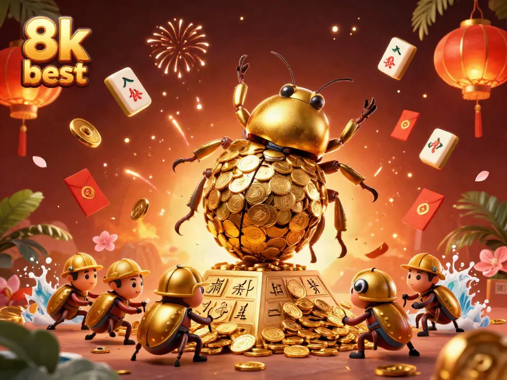 Experience the 8k best by engaging in an exciting casino scene with golden elements and vibrant graphics.