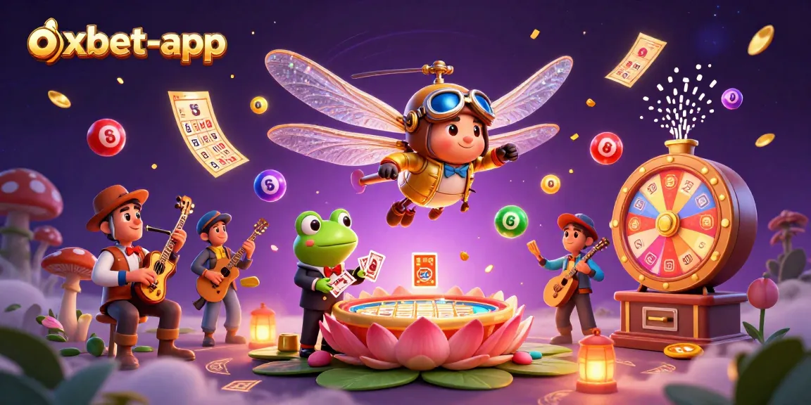 Experience the thrilling oxbet-app with a dragonfly helicopter pilot and vibrant casino elements.