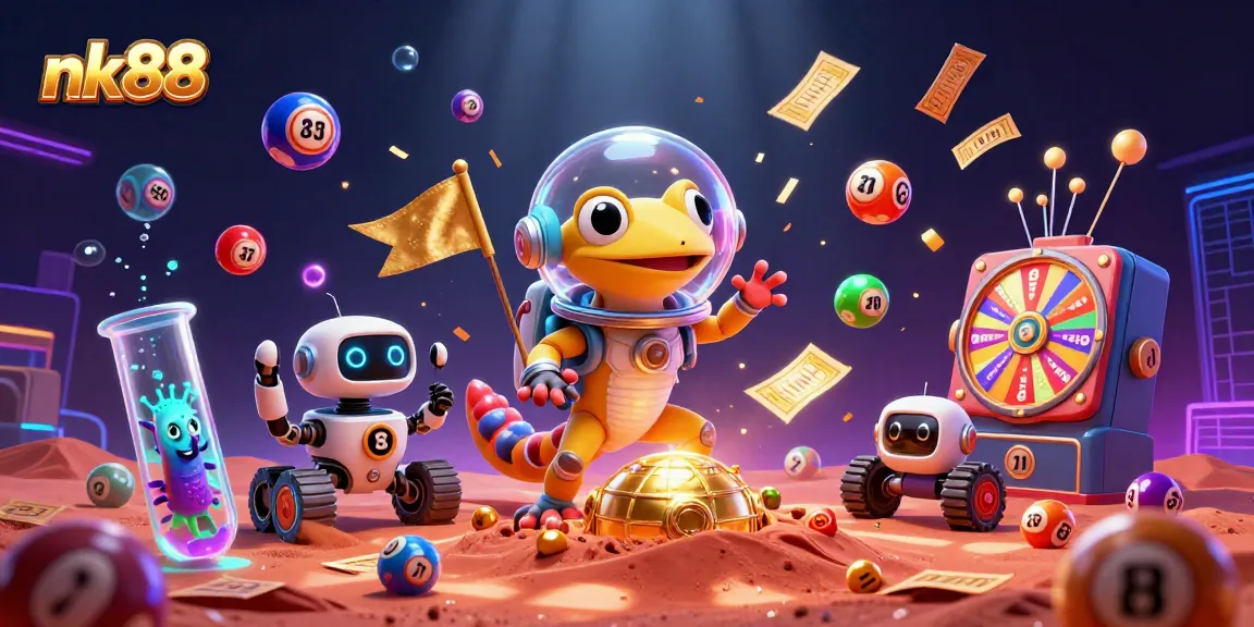 Experience exciting wins at nk88 with a vibrant casino adventure featuring colorful lottery elements.