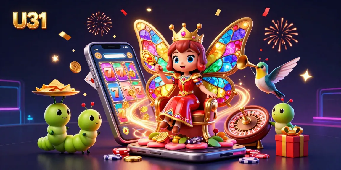 Experience U31's exciting gaming world with vibrant 3D visuals showcasing slots, cards, and promotions.
