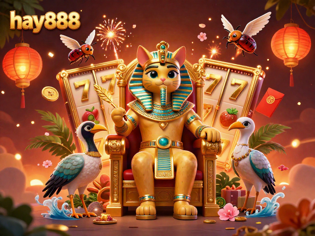 Engage with excitement at hay888 as the Egyptian pharaoh cat presides over thrilling slot games.
