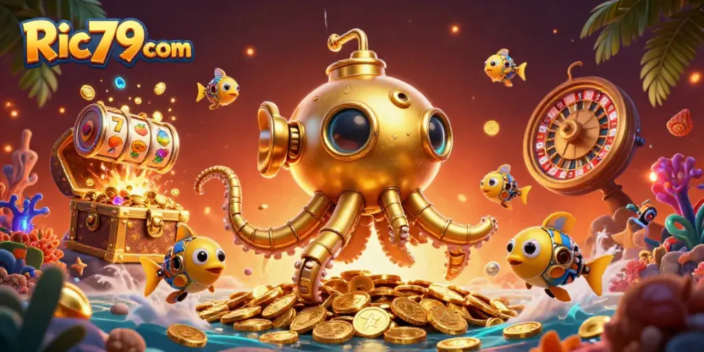 Engage with thrilling action at Ric79 com, featuring a vibrant underwater casino adventure.
