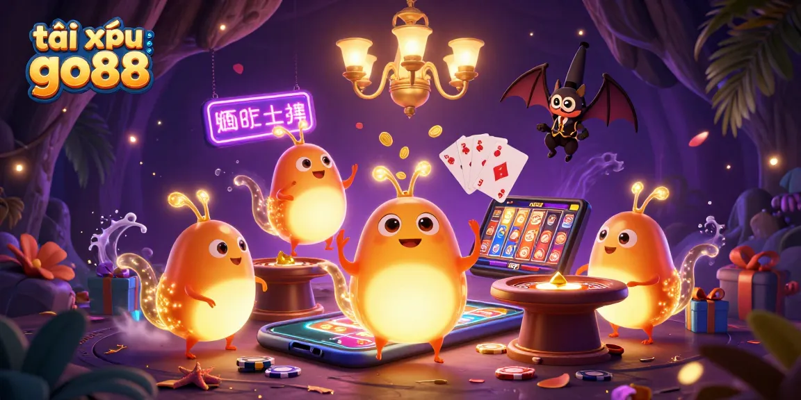 Experience the excitement of tài xỉu go88 with a vibrant 3D cartoon casino illustration showcasing glowing characters and dynamic gaming elements.