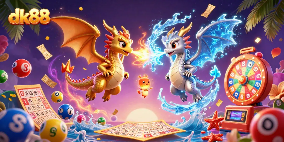 Experience exhilarating games at dk88, featuring dynamic dragons and colorful lottery elements