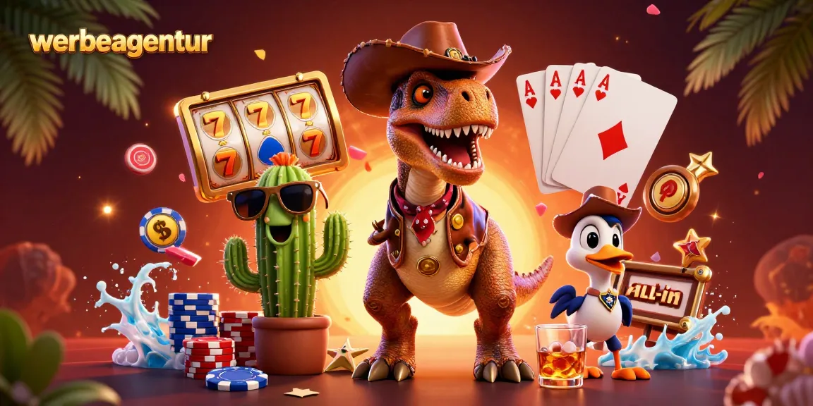 Engage with thrill at werbeagentur’s vibrant online casino scene featuring fearless characters.