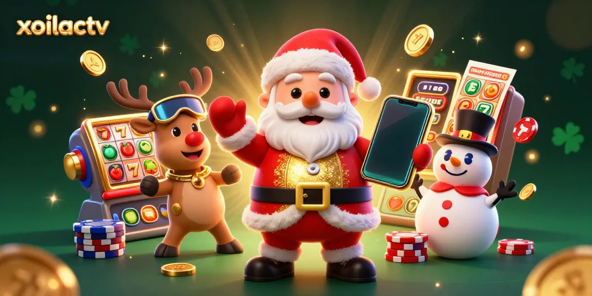 Experience the festive excitement with xoilactv as Santa Claus celebrates massive jackpots in a vibrant casino.