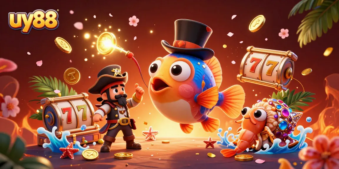 uy88 offers thrilling gambling experiences as a deep-sea anglerfish attracts gold coins in a dynamic casino scene