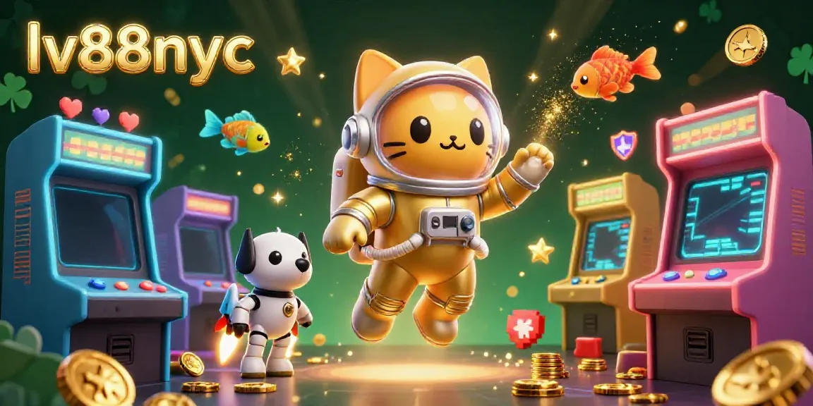 Experience thrilling gaming at lv88nyc with dynamic 3D characters enjoying vibrant casino elements in zero gravity.
