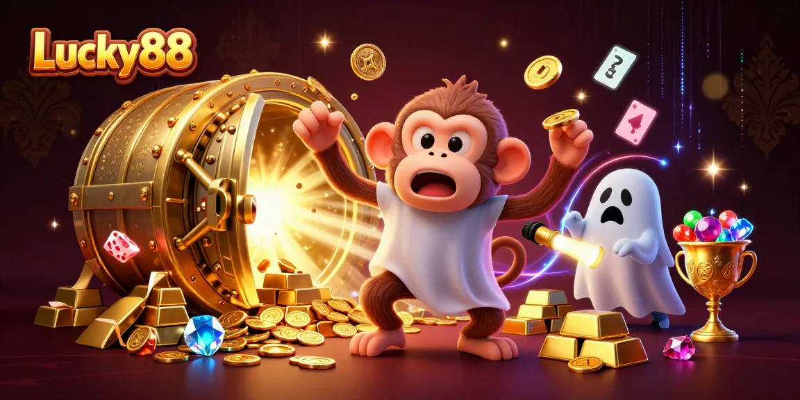 Spin the reels of Lucky88 in a magical casino with vibrant treasures and characters.