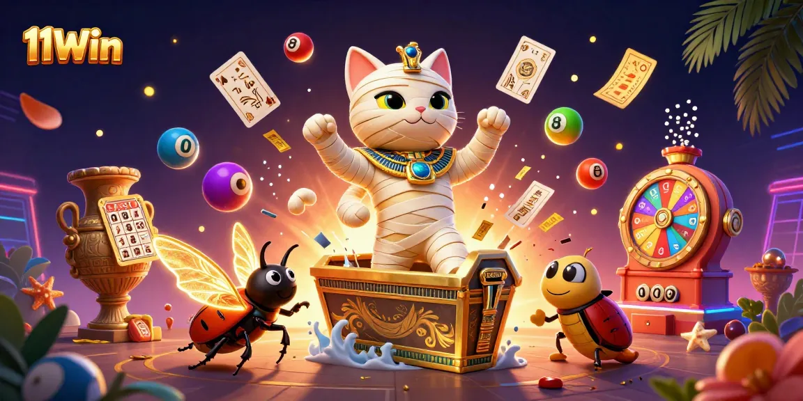 Experience thrilling gameplay with 11Win's vibrant casino elements and animated characters.