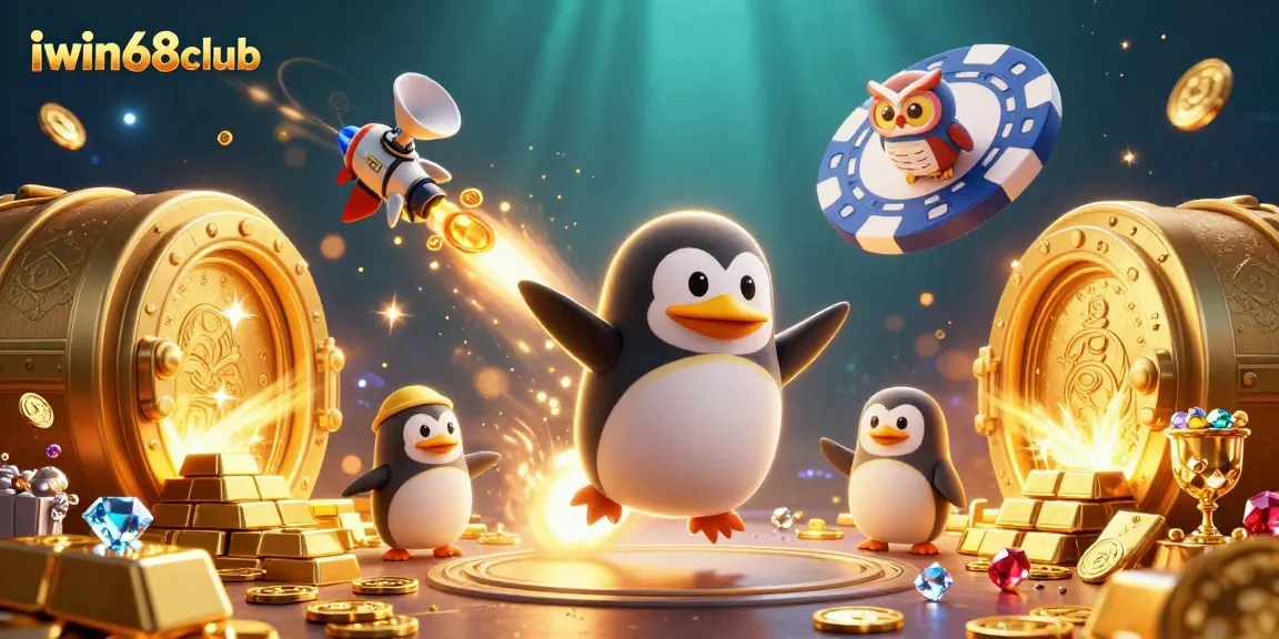 Experience thrilling wins at iwin68club with a vibrant 3D illustration showcasing exciting casino elements.