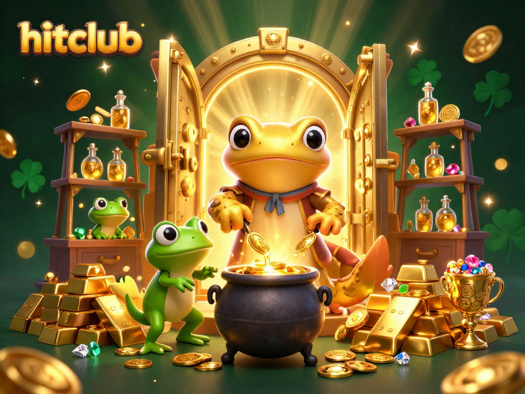 Hitclub's golden salamander alchemist creates wealth in a vibrant casino-themed scene.