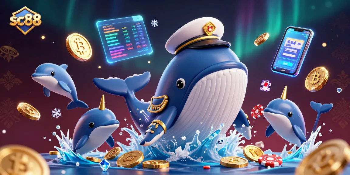 Experience the thrill of sc88 with whales and dolphins in a vibrant casino scene.