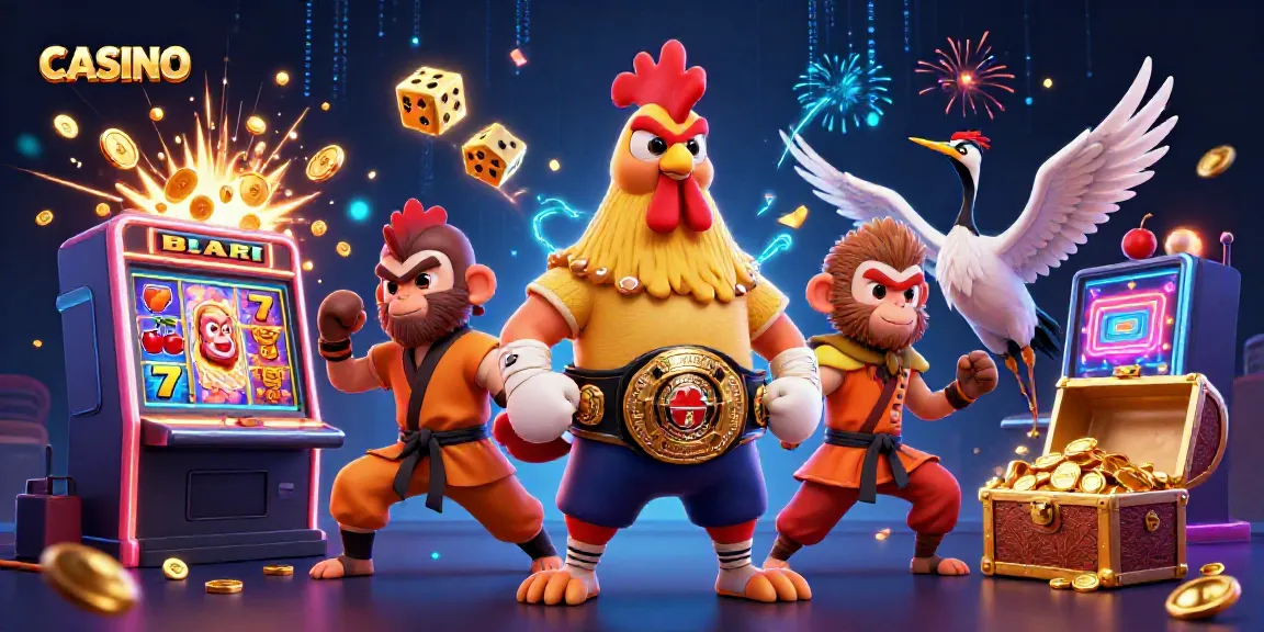 Winning at the CASINO with vibrant characters and thrilling game elements surrounding them.