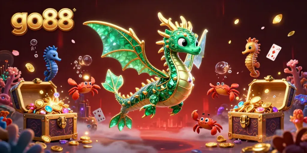 Join the exciting world of go88, where a sea dragon and treasure chest lead the adventure!