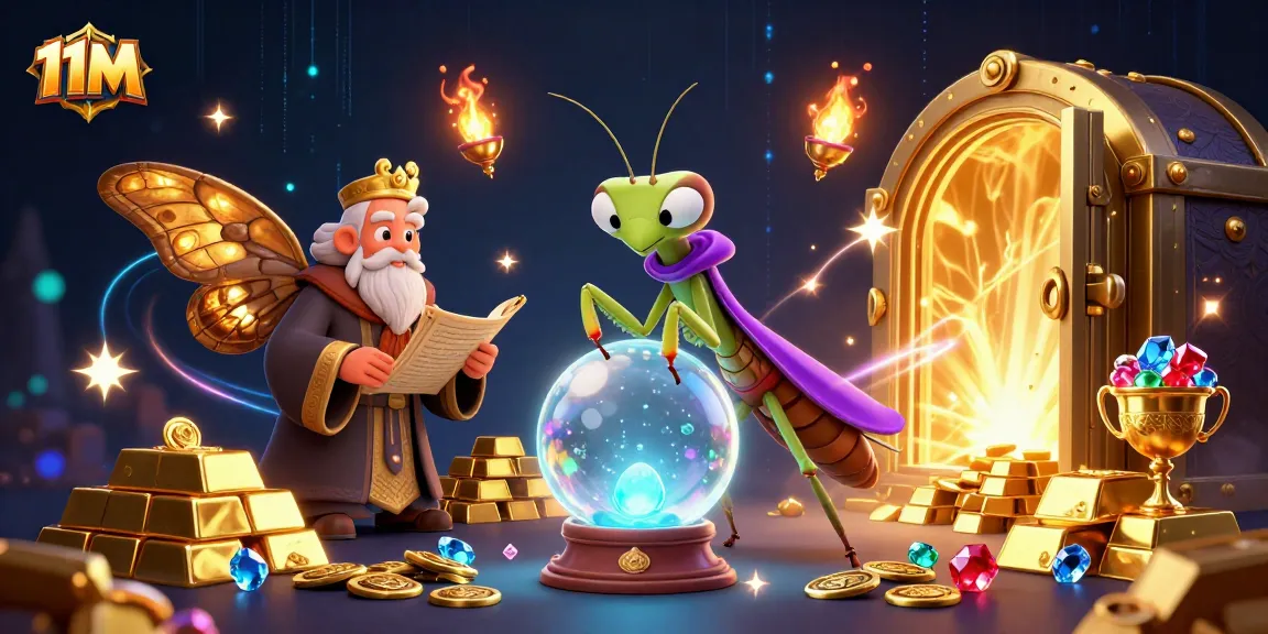 Engage in thrilling play at 11M with a mystical casino scene featuring fortune tellers and treasures.