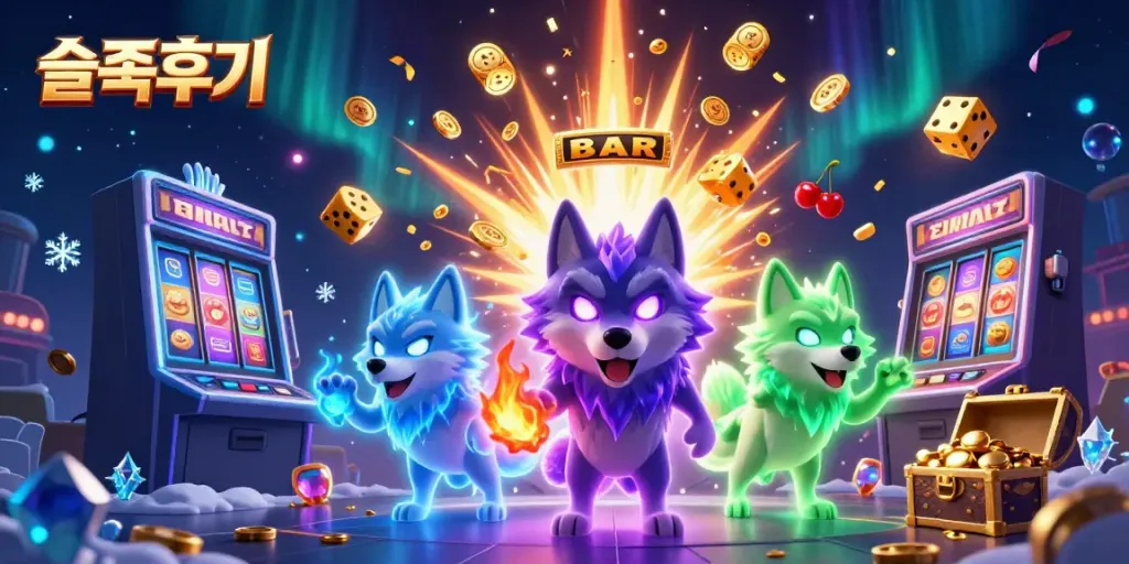 Experience thrilling moments in slots with vibrant action featuring 슬롯후기 and captivating ghostly wolves.