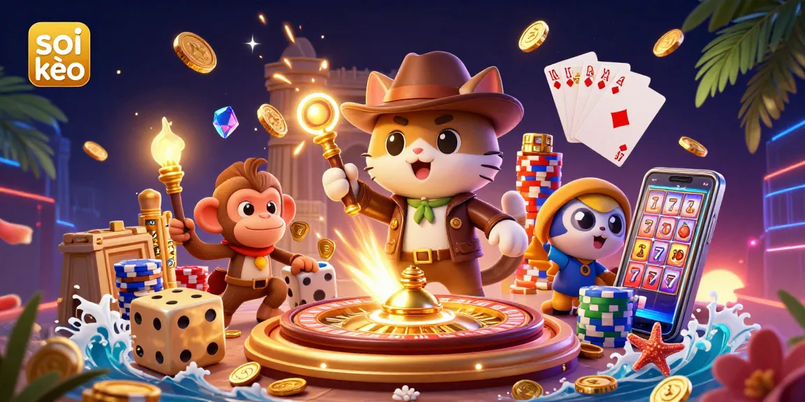 Engage in thrilling soi kèo sports betting with a dynamic scene of adventure and gold.