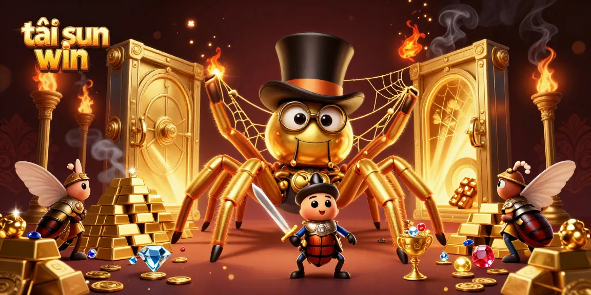 Engage in thrilling gameplay with tải sun win, featuring a captivating golden tarantula and beetle knight in a magical casino.