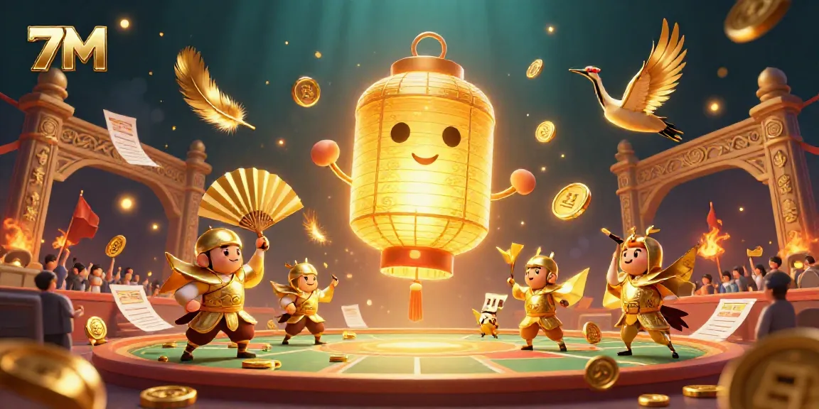 Place bets with 7M live scores and glowing lantern spirit amidst a vibrant sports betting atmosphere.