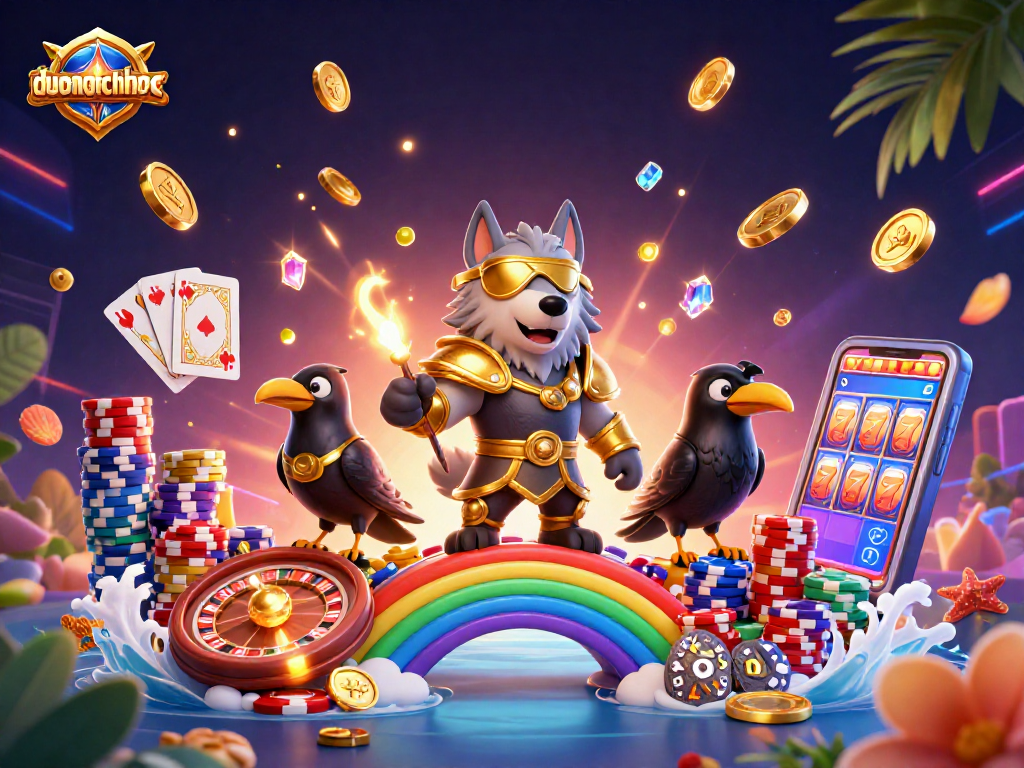 Witness duongmatchuoc's vibrant gaming world with cascading coins and 3D casino elements.