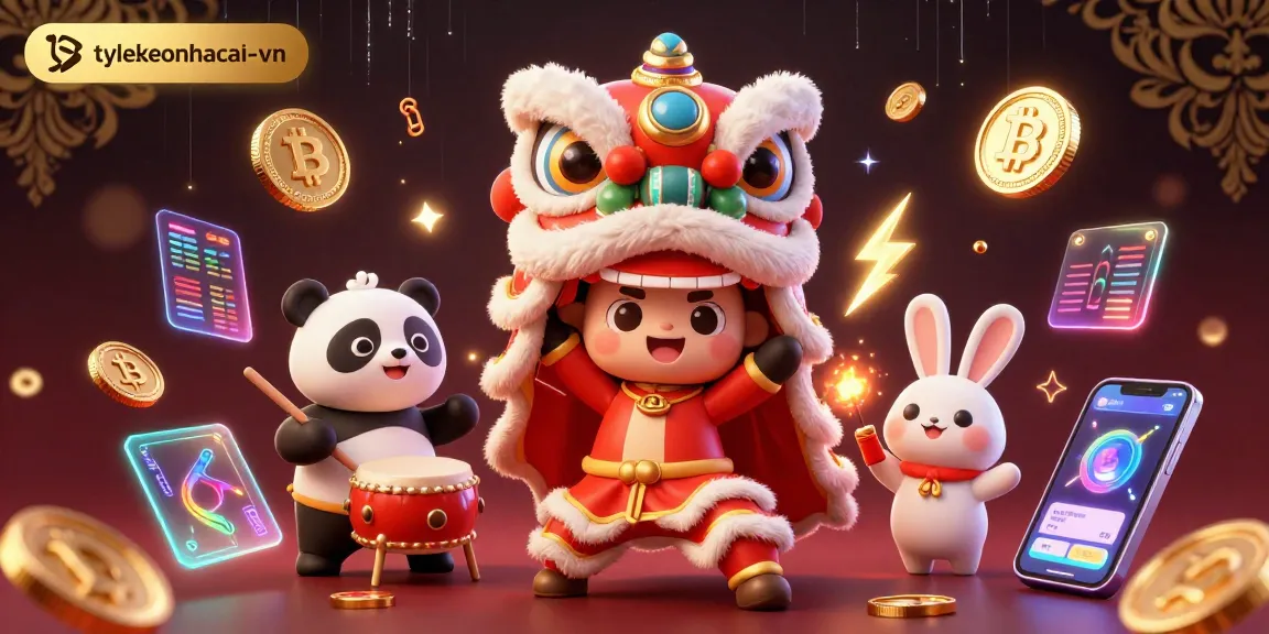 Experience the vibrant magic of tylekeonhacai-vn with a lively 3D Chinese New Year casino scene.