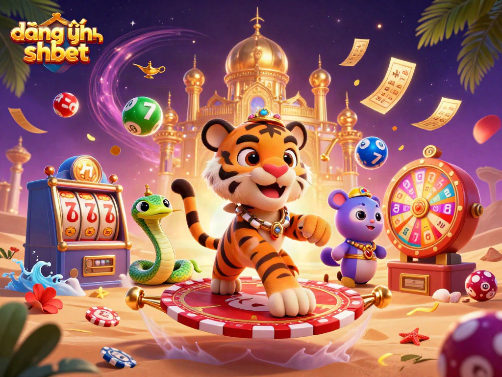 Experience đăng nhập shbet with iconic casino elements in a vibrant 3D illustration filled with action!