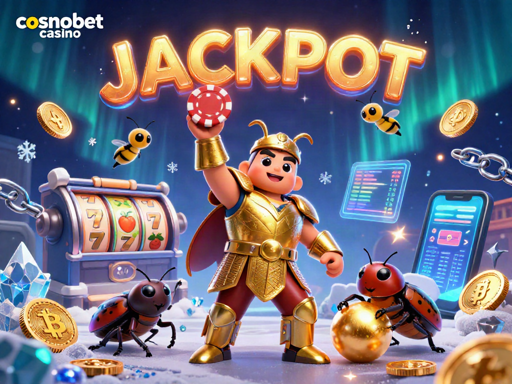 Experience the thrill of cosmobet casino with a dynamic 3D scene featuring vibrant characters and exciting gaming elements.