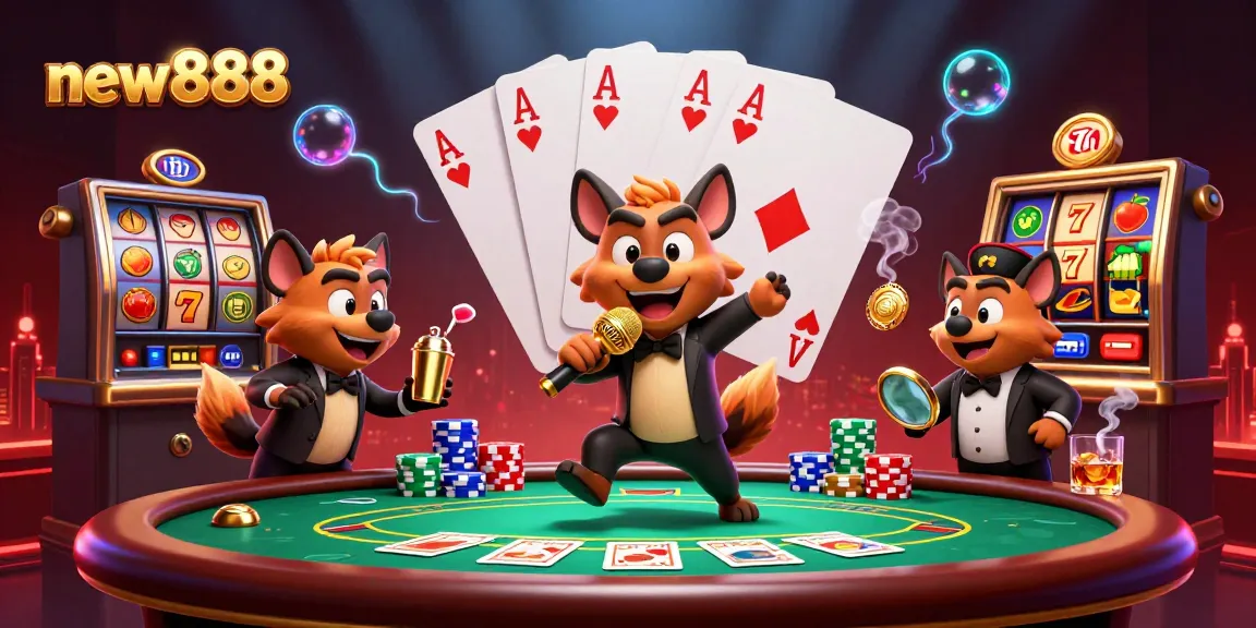 Join new888 at a vibrant casino scene, where laughter, poker, and lively interactions await.