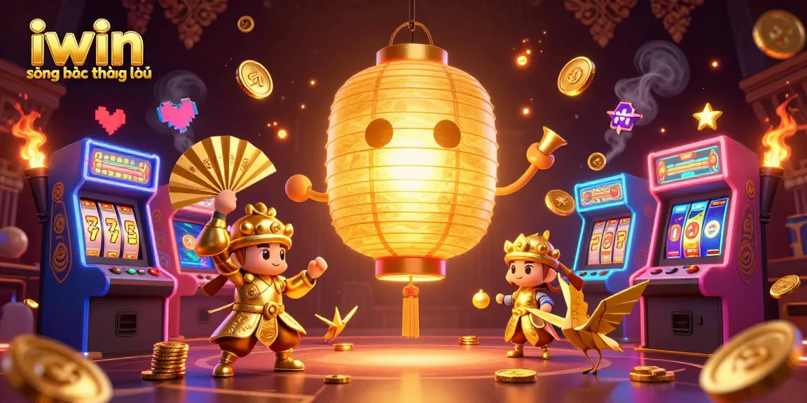 Experience excitement at iwin sòng bạc thượng lưu with glowing lantern spirits and vibrant casino elements.
