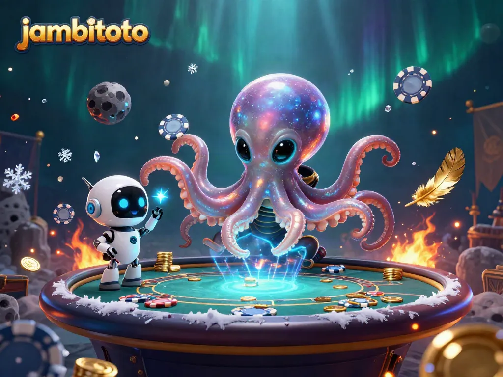 Experience thrilling poker action with jambitoto at its vibrant, alien-themed casino table.
