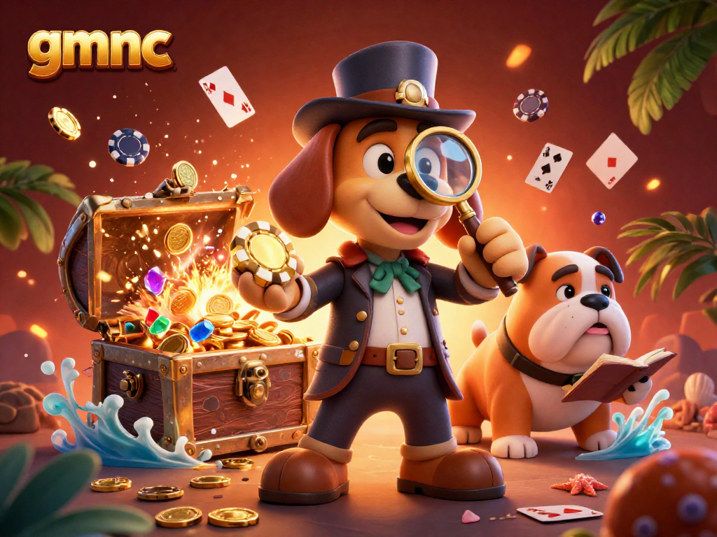 Engage with gmnc through thrilling poker adventures led by a cartoon detective.