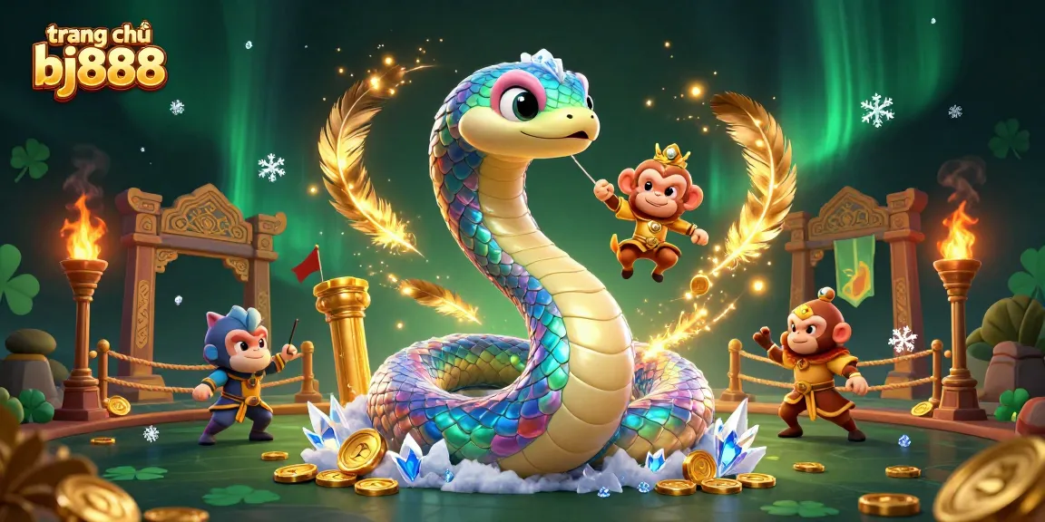 Experience the magic of trang chủ bj888 with vibrant colors and playful characters in a dazzling casino scene.