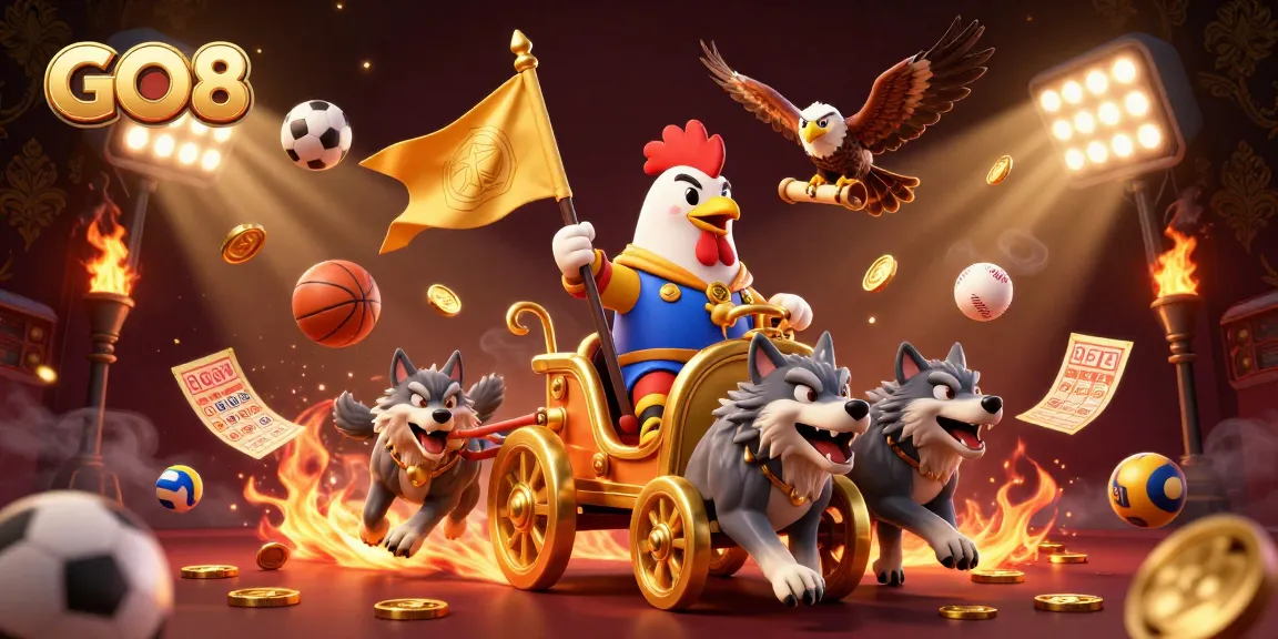 Experience thrilling gameplay at GO8 with a vibrant scene of action-packed gambling elements and characters.